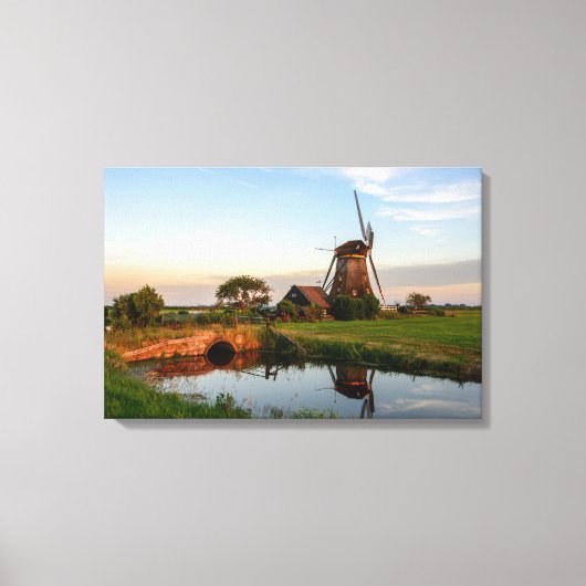 Windmolen op het platteland in Holland canvas Afdruk (Voorkant)