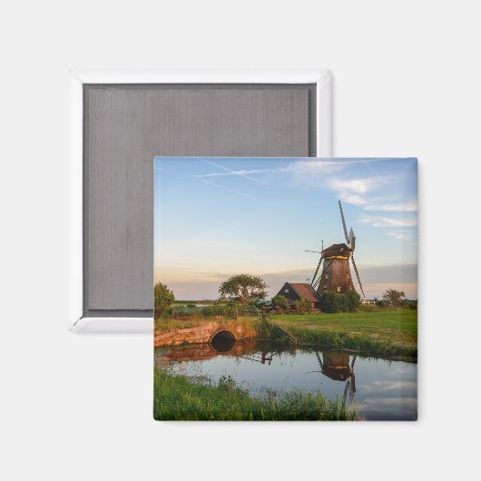 Windmolen op het platteland in Holland magneet (Voorkant / Achterkant)