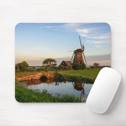 Windmolen op het platteland in Holland mousepad Muismat (Met muis)