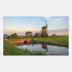 Windmolen op het platteland van Holland, rechthoek Rechthoekige Sticker