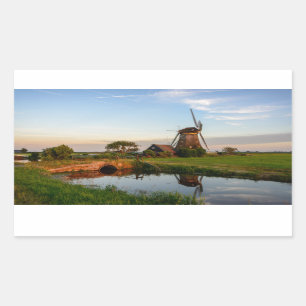 Windmolen op het platteland van Holland, rechthoek Rechthoekige Sticker