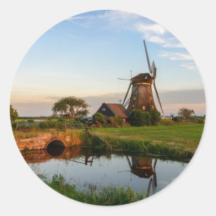 Windmolen op het platteland van Holland Ronde Sticker