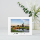 Windmolen op het platteland van Holland witte kaar Briefkaart (Staand voorkant)