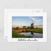 Windmolen op het platteland van Holland witte kaar Briefkaart (Voorkant / Achterkant)