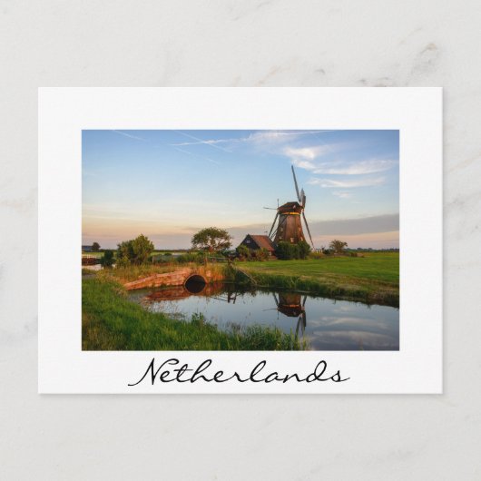 Windmolen op het platteland van Holland witte kaar Briefkaart (Voorkant)