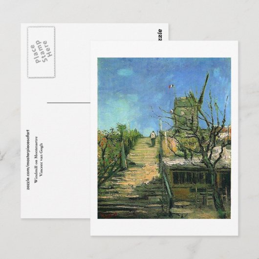 Windmolen op Montmartre (F271) Van Gogh Fine Art Briefkaart (Voorkant / Achterkant)