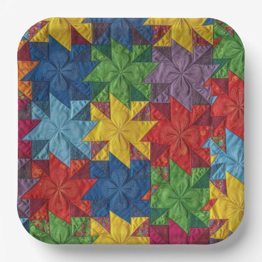 Windmolen Patchwork Dekbed Patroon Papieren Bordje (Voorkant)