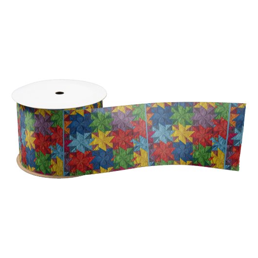 Windmolen Patchwork Dekbed Patroon Satijnen Lint (Spoel)