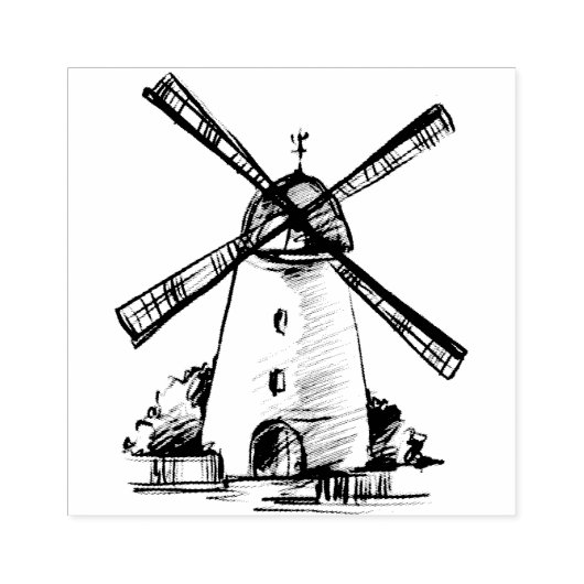 Windmolen Rubber Stamp Rubberstempel (Afrduk)