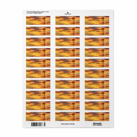 Windmolen Silhouet bij Sunset Labels (Full Sheet)