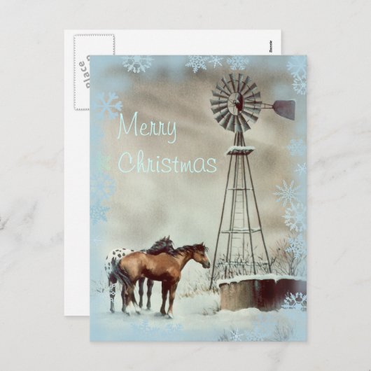 Windmolen & sneeuwvlokken van Sharon Feestdagenkaart (Voorkant / Achterkant)