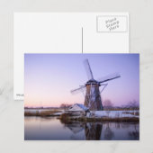 Windmolen tijdens zonsopgang, de winterbriefkaart briefkaart (Voorkant / Achterkant)