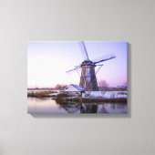 Windmolen tijdens zonsopgang, Holland in winterdoe Canvas Afdruk (Voorkant)