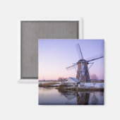 Windmolen tijdens zonsopgang, Holland in wintermag Magneet (Voorkant / Achterkant)