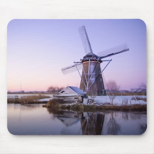 Windmolen tijdens zonsopgang in Holland mousepad Muismat (Voorkant)