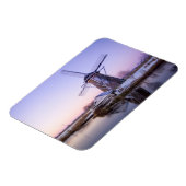 Windmolen tijdens zonsopgang in winterse rechthoek magneet (Linkerzijde)