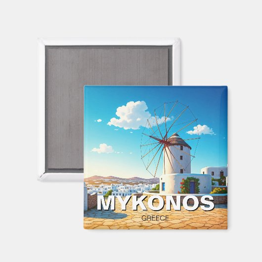 windmolen van de koelkast van Mykonos Magneet (Voorkant / Achterkant)