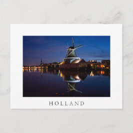 windmolen van Leidschendam met nachtelijke reflect Briefkaart