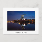 windmolen van Leidschendam met nachtelijke reflect Briefkaart (Voorkant)