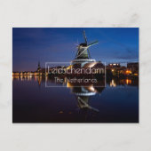 windmolen van Leidschendam met nachtelijke reflect Briefkaart (Voorkant)