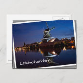 windmolen van Leidschendam met nachtelijke reflect Briefkaart (Voorkant / Achterkant)