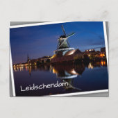 windmolen van Leidschendam met nachtelijke reflect Briefkaart (Voorkant)