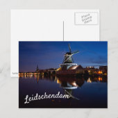 windmolen van Leidschendam met nachtelijke reflect Briefkaart (Voorkant / Achterkant)
