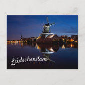 windmolen van Leidschendam met nachtelijke reflect Briefkaart (Voorkant)