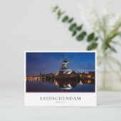 windmolen van Leidschendam met nachtelijke reflect Briefkaart (Staand voorkant)