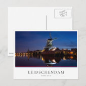 windmolen van Leidschendam met nachtelijke reflect Briefkaart (Voorkant / Achterkant)