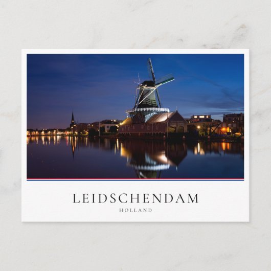 windmolen van Leidschendam met nachtelijke reflect Briefkaart (Voorkant)