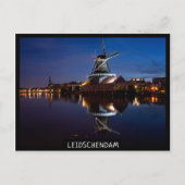 windmolen van Leidschendam met nachtelijke reflect Briefkaart (Voorkant)