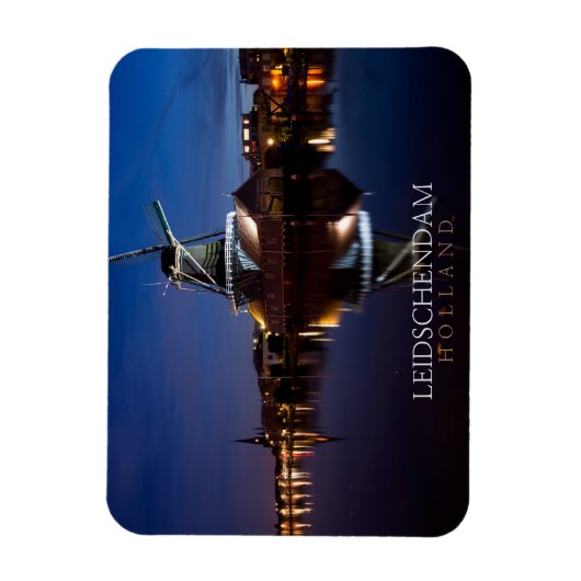 windmolen van Leidschendam met nachtelijke reflect Magneet (Verticaal)