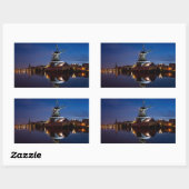 windmolen van Leidschendam met nachtelijke reflect Rechthoekige Sticker (Vel)