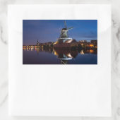 windmolen van Leidschendam met nachtelijke reflect Rechthoekige Sticker (Tas)