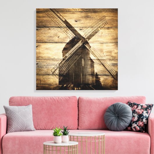 windmolen van primitief boerderij western land canvas afdruk (Insitu (Woonkamer))