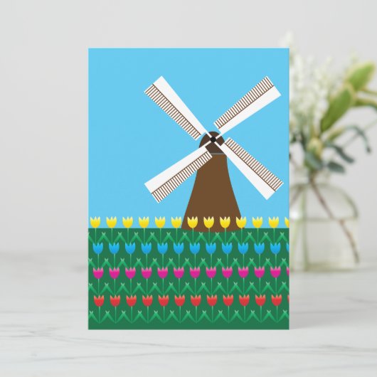Windmolen van Tulp Flowers Kaart (Staand voorkant)