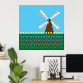 Windmolen van Tulp Flowers Poster (Thuiskantoor)