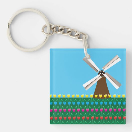 Windmolen van Tulp Flowers Sleutelhanger (Voorkant)