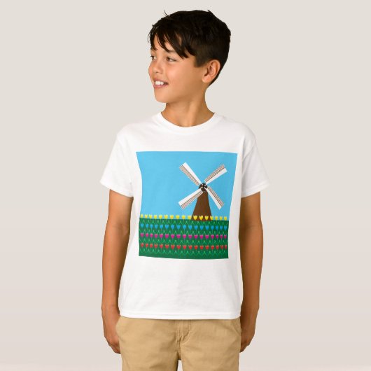 Windmolen van Tulp Flowers T-shirt (Voorkant volledig)