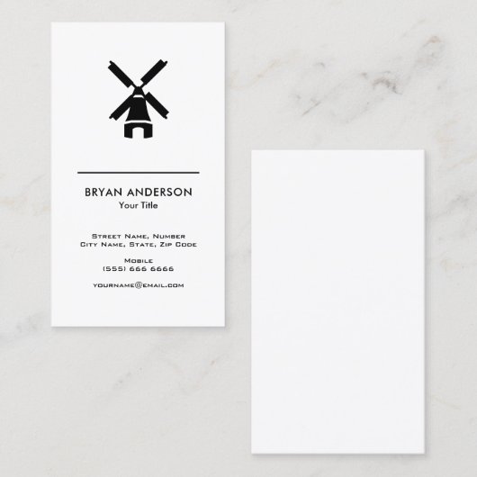 Windmolen Visitekaartje (Voorkant / Achterkant)