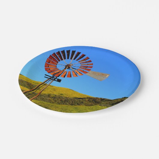 Windmolen voor het pompen van water papieren bordje (Gekanteld)