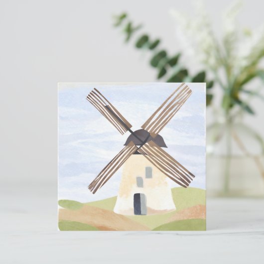 windmolen voor landelijk gebruik | Waterverf Kaart (Staand voorkant)