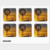 Windmolen Zonsondergang vierkante sticker (Vel)