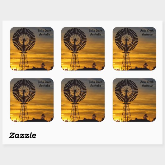 Windmolen Zonsondergang vierkante sticker (Vel)