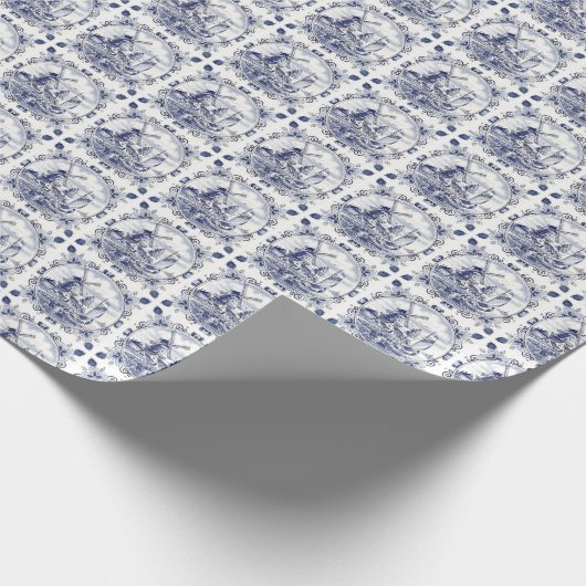  windmolenboot Delft Blue Cadeaupapier (Hoek)