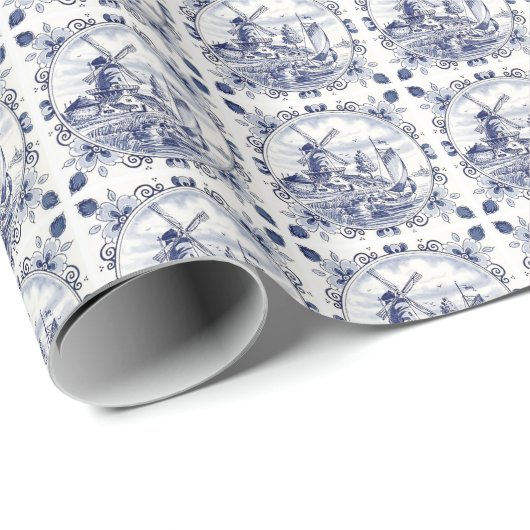 windmolenboot Delft Blue Cadeaupapier (Rol Hoek)