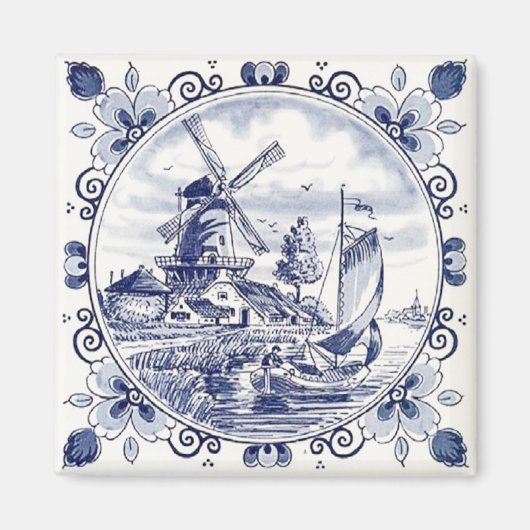  windmolenboot Delft Blue Magneet (Voorkant)