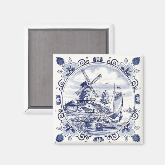  windmolenboot Delft Blue Magneet (Voorkant / Achterkant)