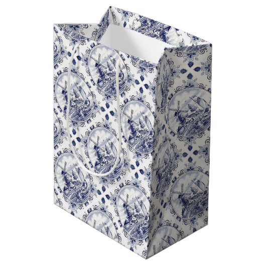  windmolenboot Delft Blue Medium Cadeauzakje (Achterkant Gekanteld)